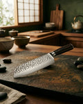 Hammered Stainless Steel Santoku Knife 18cm