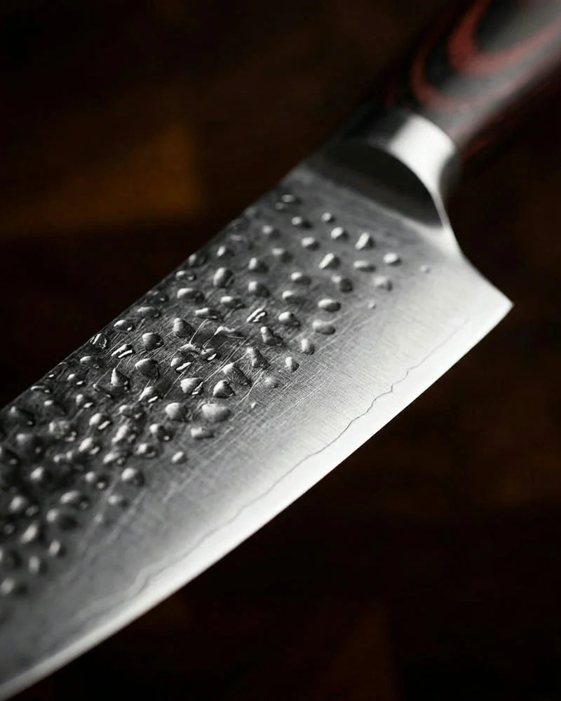 Hammered Stainless Steel Santoku Knife 18cm detail photo