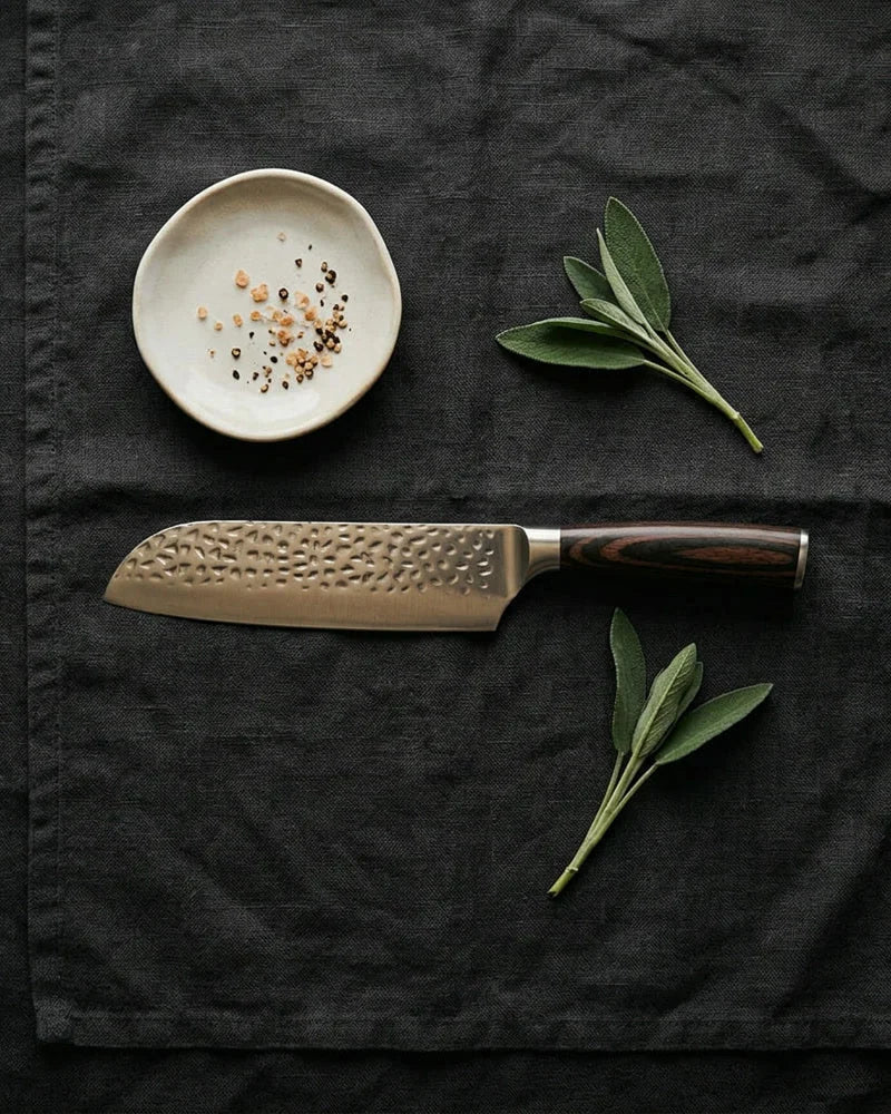 Hammered Stainless Steel Santoku Knife 18cm product image