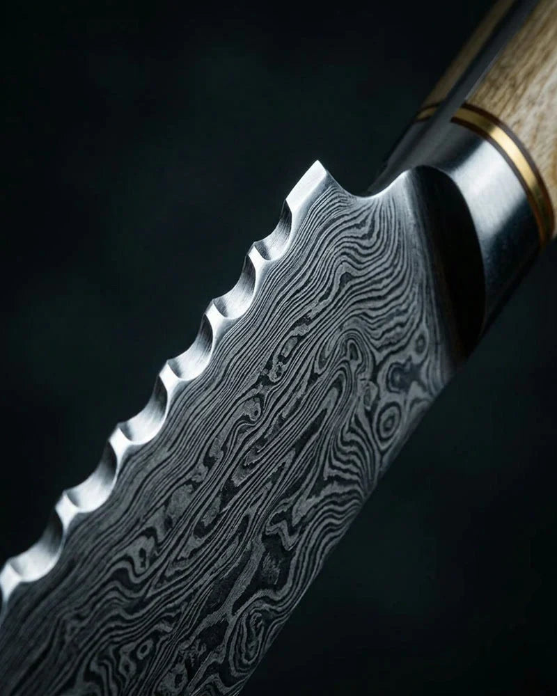 Hikari Damascus Bread Knife 20 cm detail photo