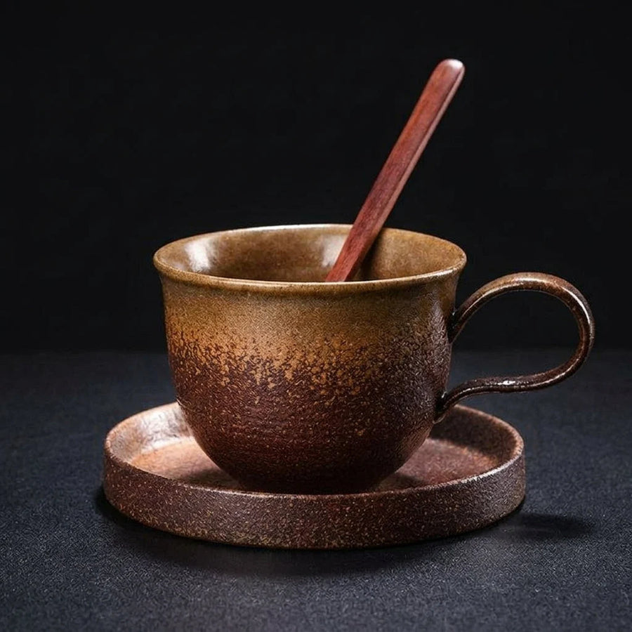 Japanese Akaishi Ceramic Coffee Set, alternate view