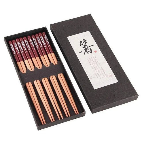 Japanese Aliena Wooden Chopsticks Set of 5 or 10 Chopsticks & Cutlery Set - 5 Pair B from Japanese Kitchen Supply