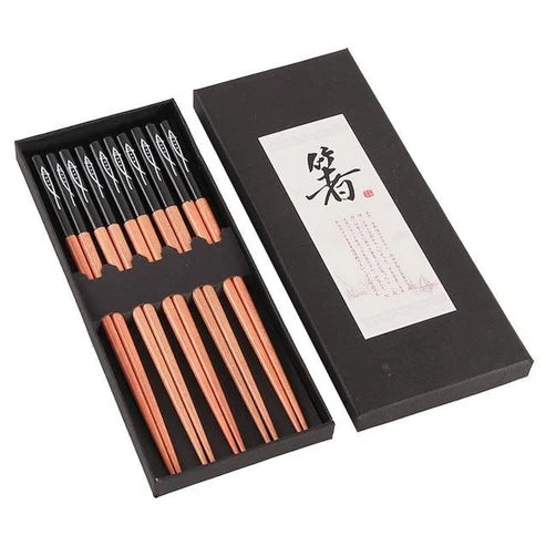 Japanese Aliena Wooden Chopsticks Set of 5 or 10 Chopsticks & Cutlery Set - 5 Pair D from Japanese Kitchen Supply