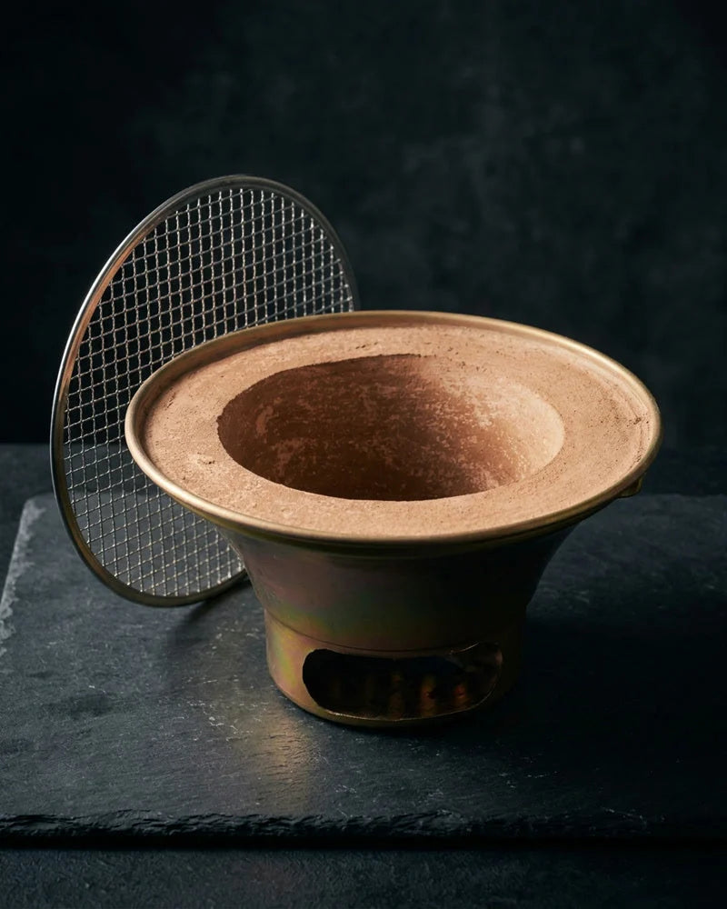 Japanese Anzu Hibachi Barbecue, Handmade Steel and Clay