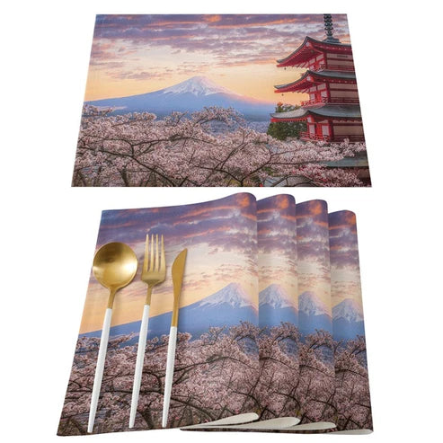Japanese Aoi Table Mats Set Polyester Table Mat from Japanese Kitchen Supply