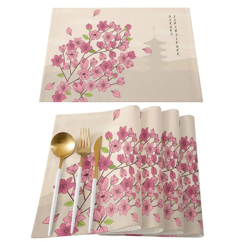 Japanese Aoi Table Mats Set Polyester Table Mat from Japanese Kitchen Supply
