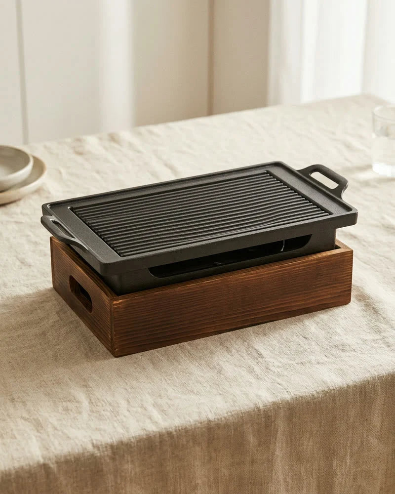 Japanese Asahidake Portable Charcoal Grill, Aluminum Alloy and Wood