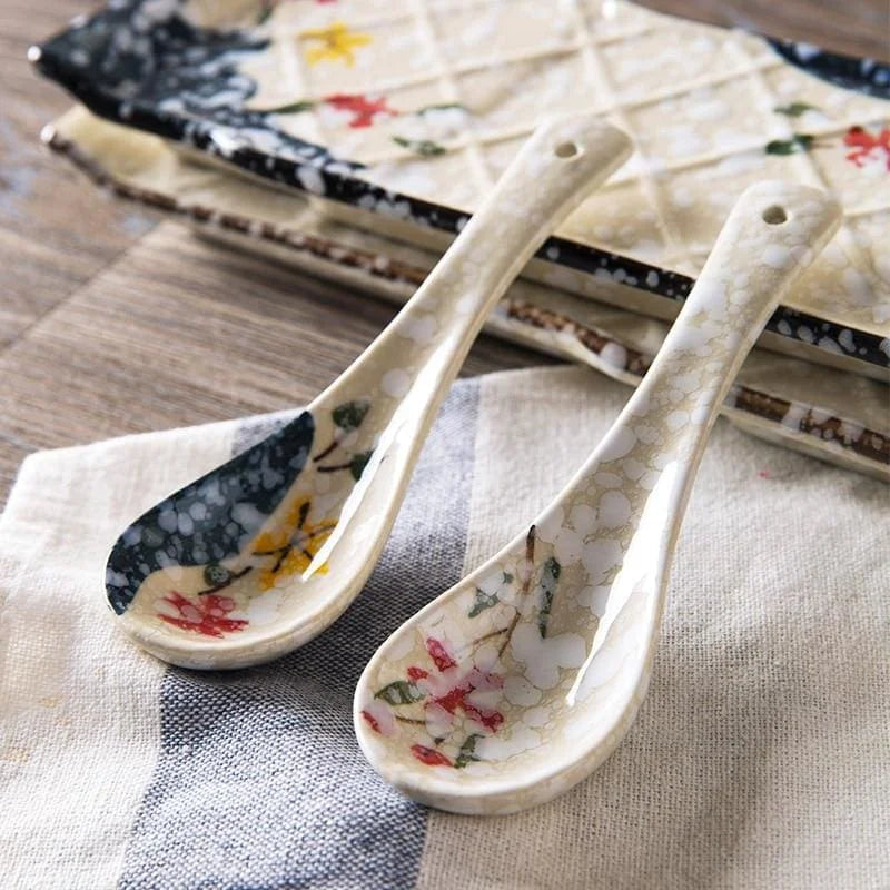 Japanese Asahikawa Ceramic Spoon - Soup, Ramen & Dessert Spoon - alternate angle from Japanese Kitchen Supply