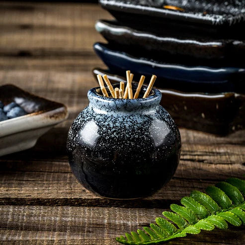 Japanese Asama Ceramic Toothpick Holder - alternate angle from Japanese Kitchen Supply