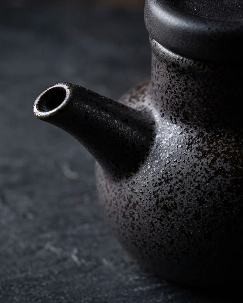 Japanese Atsushi Ceramic Sauce Dispenser - Tabletop Bottle for Soy Sauce - close-up detail from Japanese Kitchen Supply