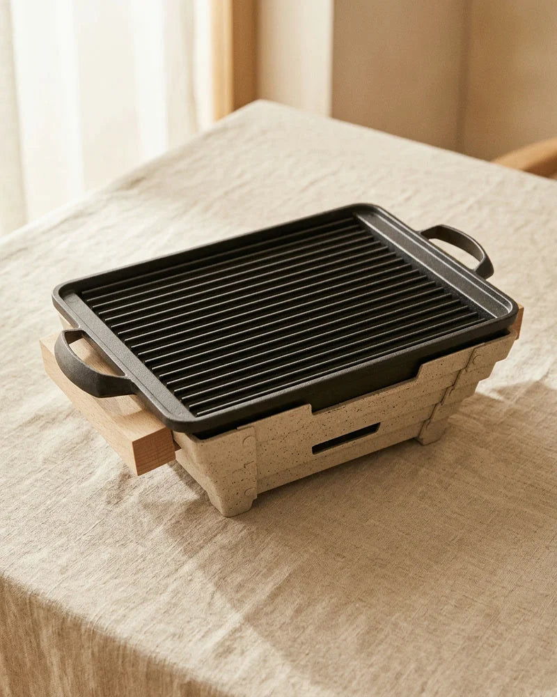 Japanese Ayaka Portable Charcoal Grill, Cast Iron