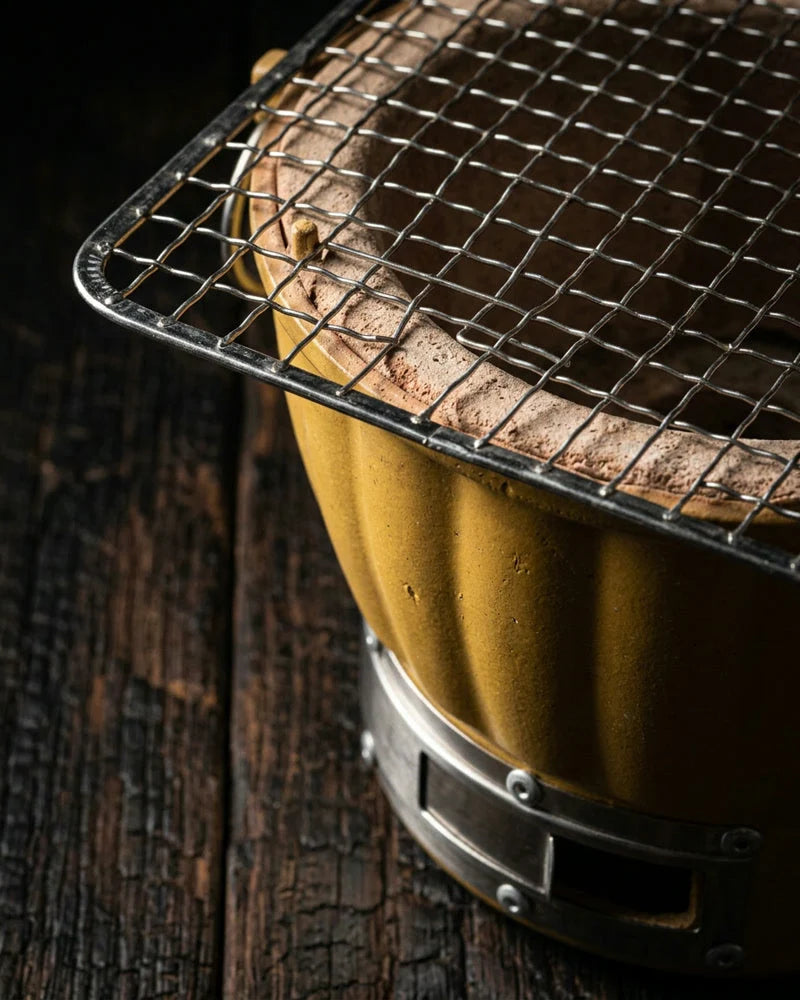 Japanese Ayame Portable Charcoal Grill, Stainless Steel and Clay, alternate view