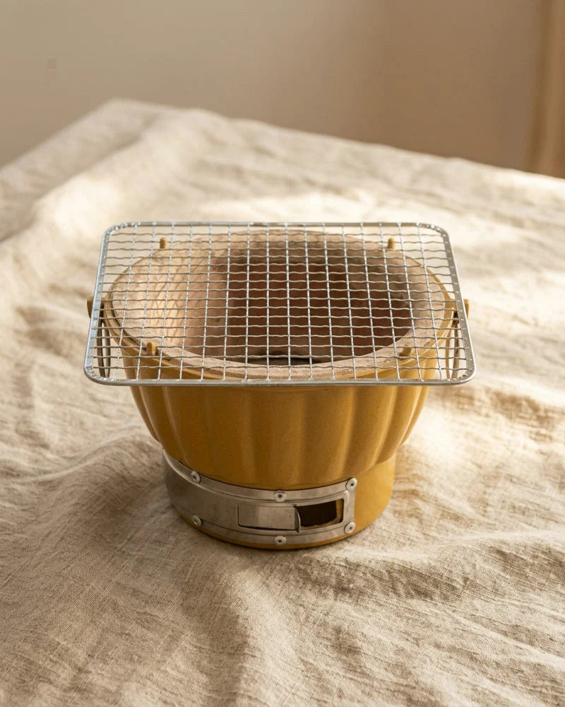 Japanese Ayame Portable Charcoal Grill, Stainless Steel and Clay