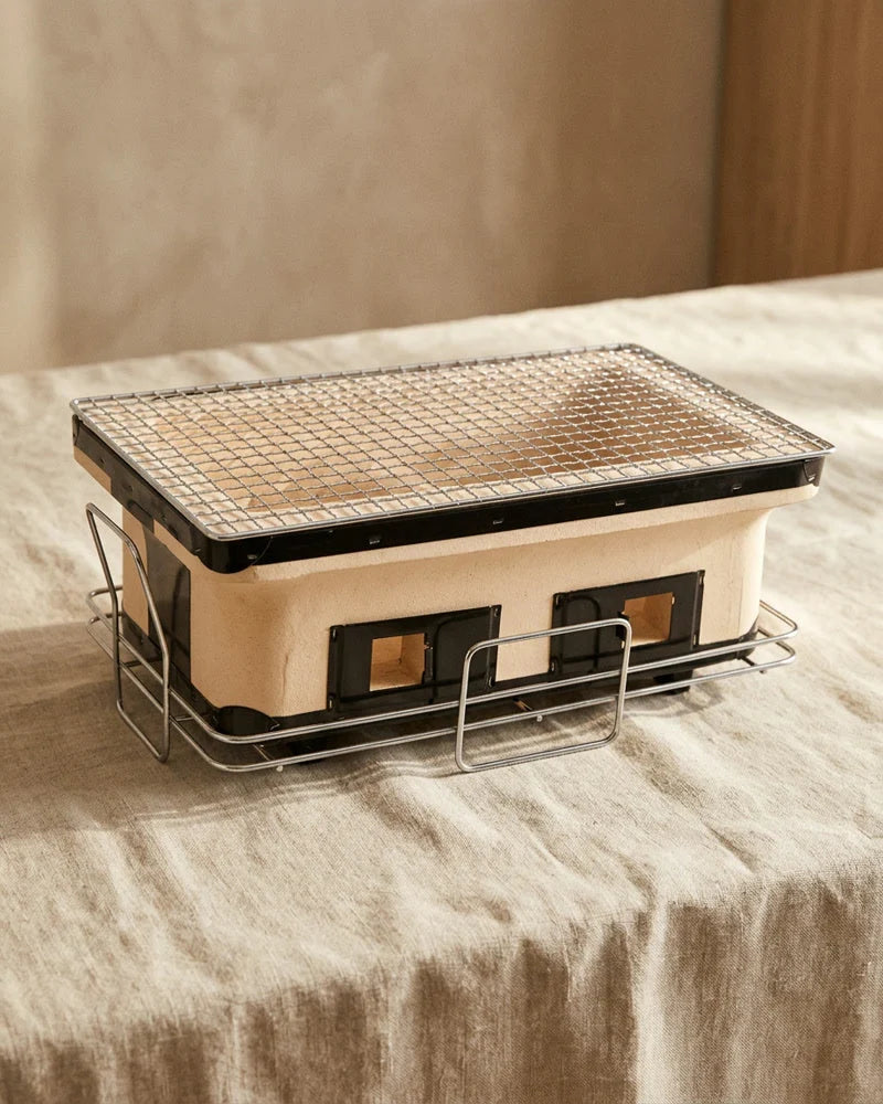 Japanese Ayumi Portable Charcoal Grill, Clay Airflow Controller