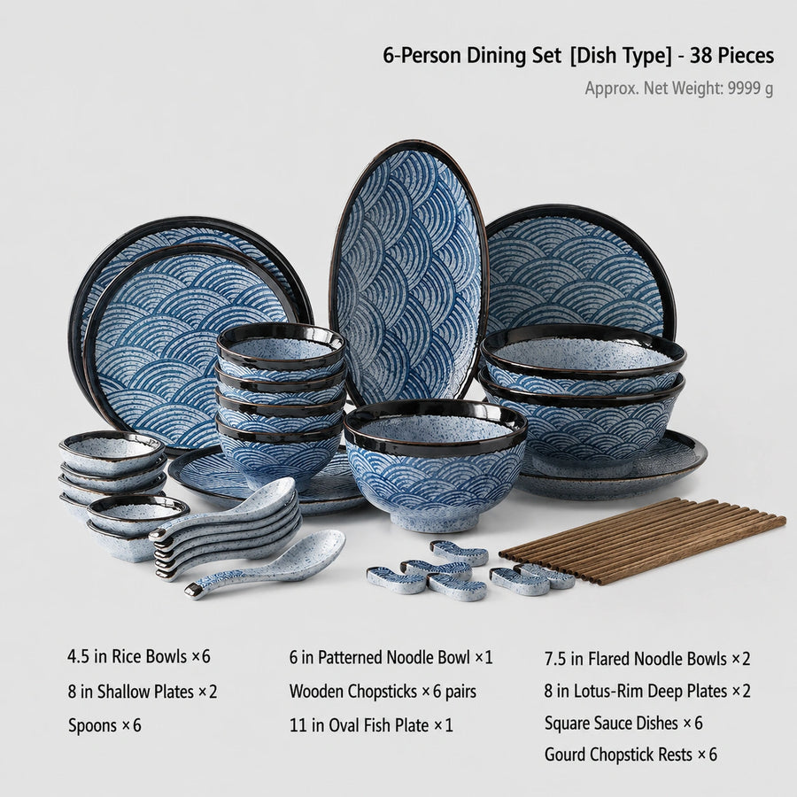 Seigaiha Ceramic Dinnerware Set