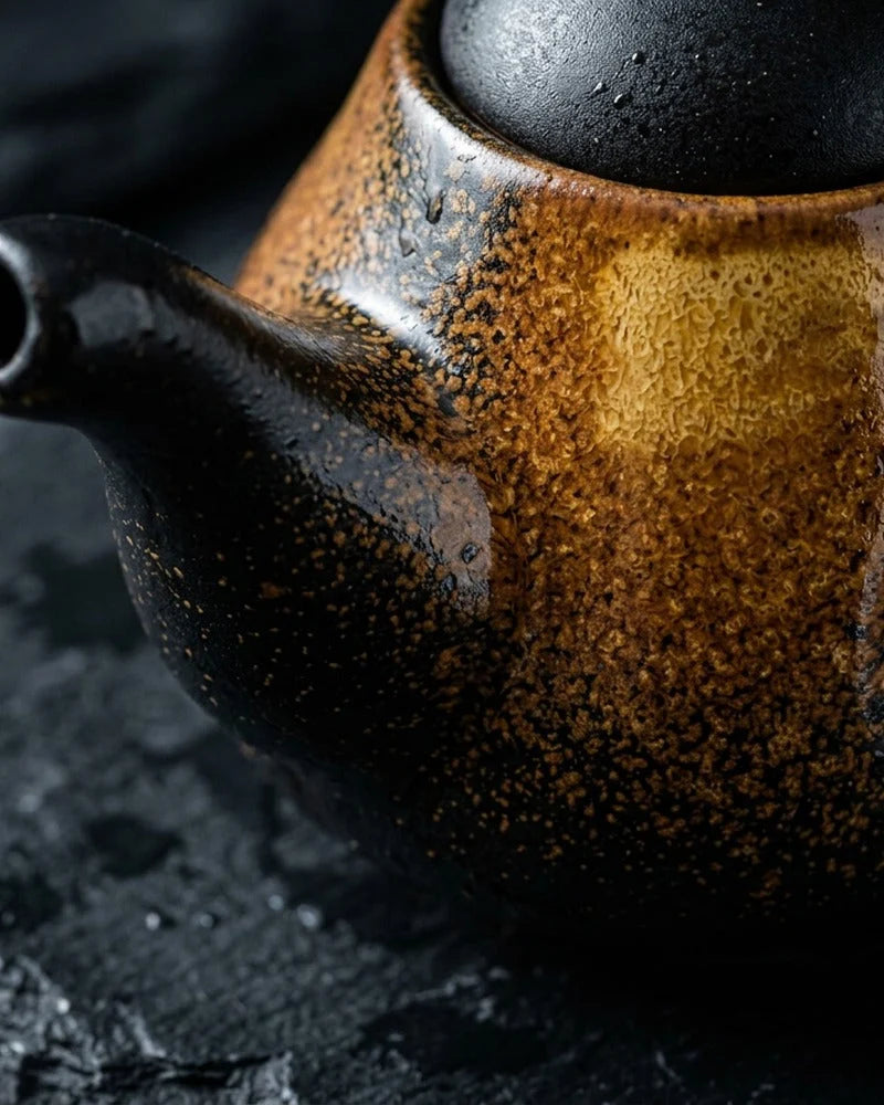 Japanese Chouko Ceramic Sauce Dispenser - Tabletop Bottle for Soy Sauce - close-up detail from Japanese Kitchen Supply