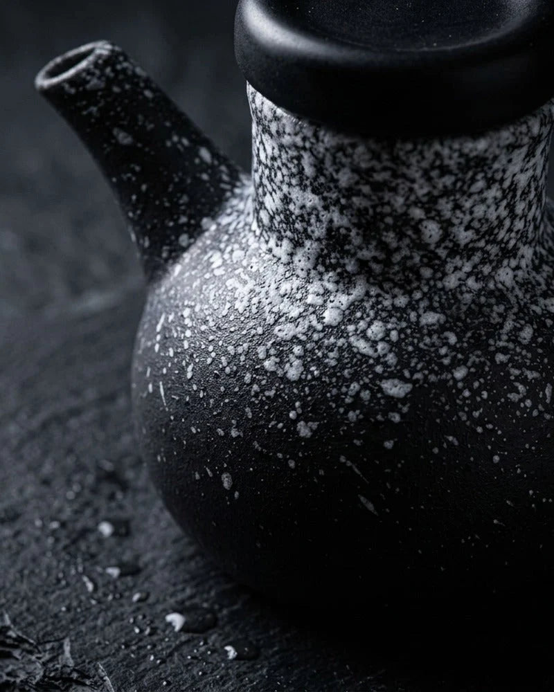 Japanese Daichi Ceramic Sauce Dispenser - Tabletop Bottle for Soy Sauce - close-up detail from Japanese Kitchen Supply