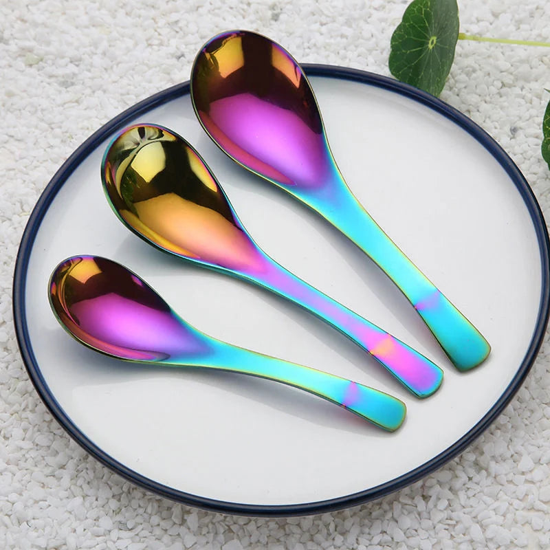 Japanese Edo Stainless Steel Spoons - Two Sizes - Gold-A from Japanese Kitchen Supply