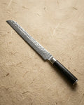 Japanese Hammered Damascus BR Bread Knife 20cm – Serrated Kitchen Knife