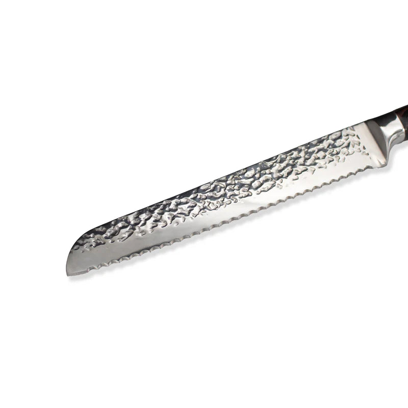 Japanese Hammered Stainless Steel Bread Knife 20 cm, Serrated Kitchen Knife, alternate view