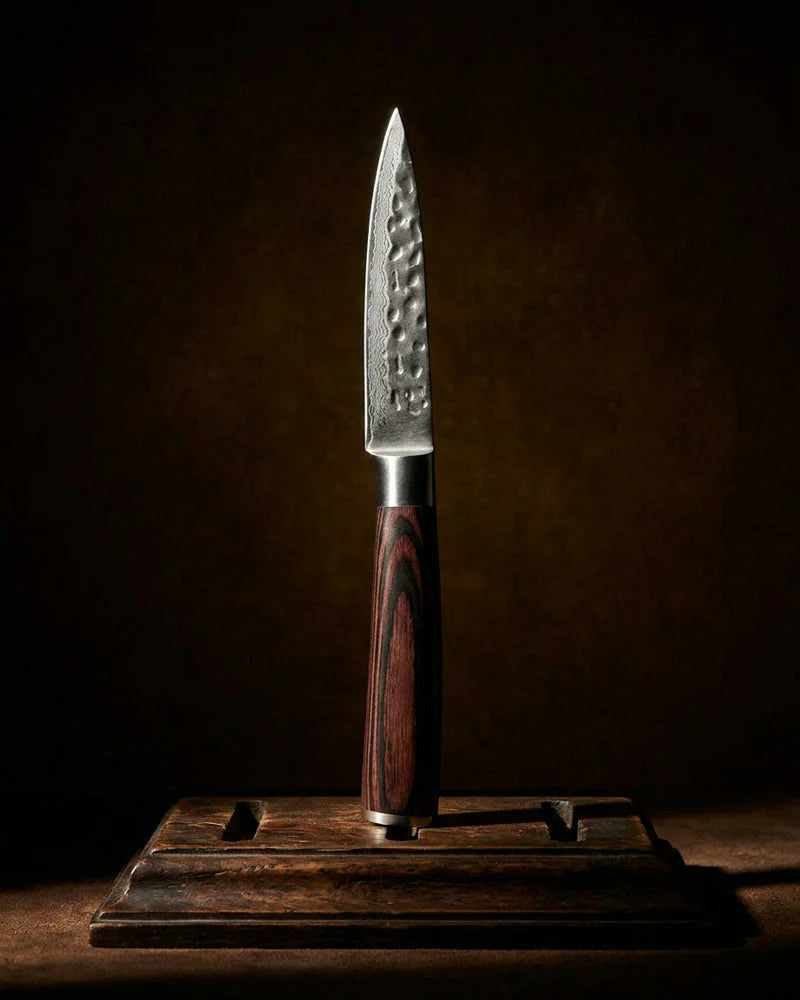 Japanese Hammered Stainless Steel Paring Knife 9 cm, Small Prep Knife, alternate view