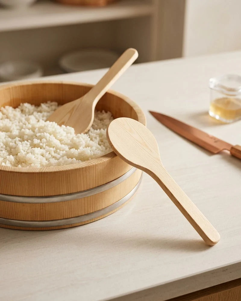 Japanese Hangiri Spoon Hayato, alternate view