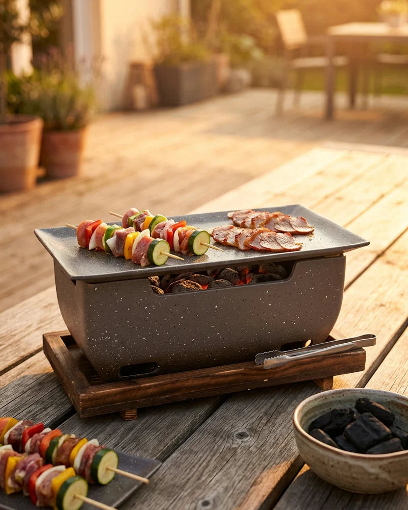 Japanese Hayachine Portable Charcoal Grill, Aluminum Alloy, alternate view