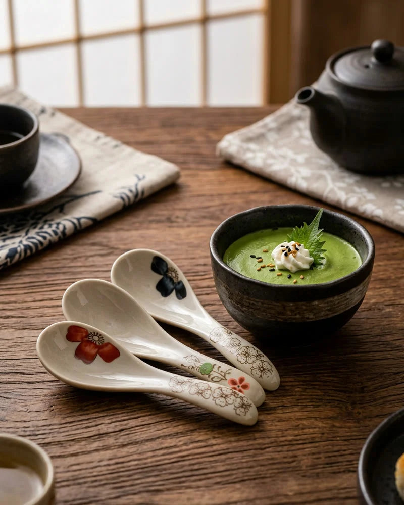 Japanese Hii Ceramic Spoons, Set of 2, 7 Colors, alternate view