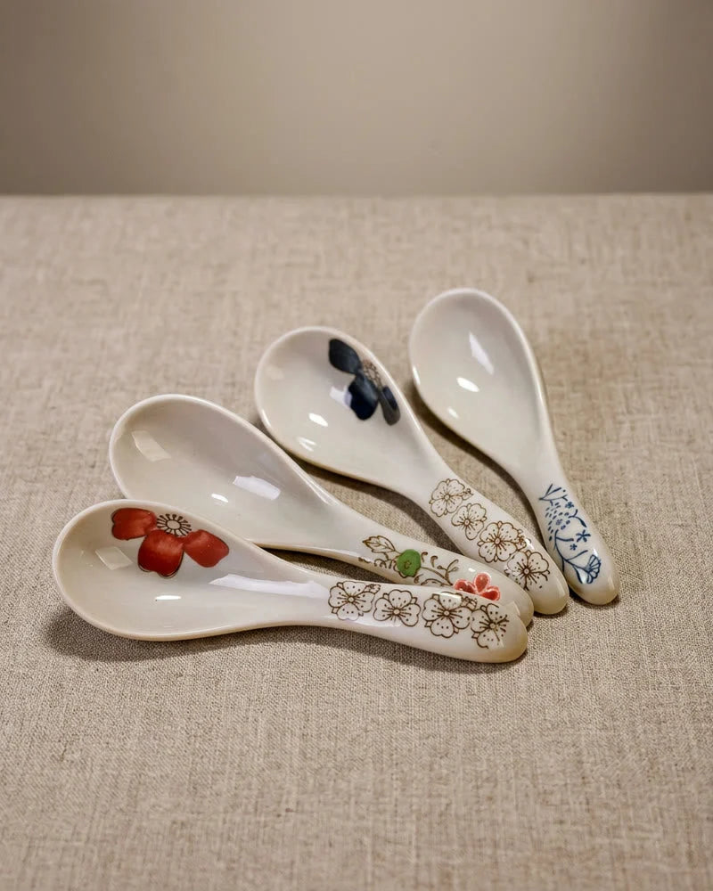 Japanese Hii Ceramic Spoons, Set of 2, 7 Colors