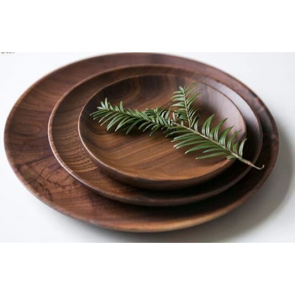 Japanese Iki Walnut Wood Serving Plate Serving Plate - alternate angle from Japanese Kitchen Supply
