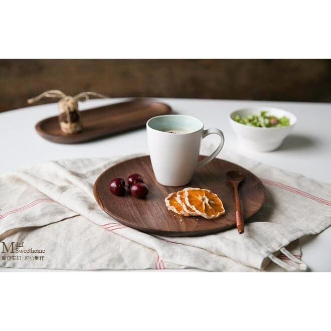 Japanese Iki Walnut Wood Serving Plate Serving Plate - product detail view from Japanese Kitchen Supply