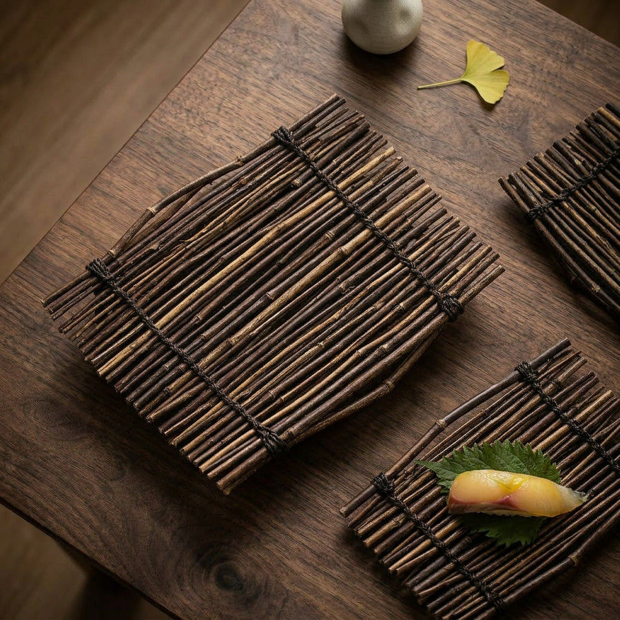 Japanese Iku Sushi Decoration Leaves - alternate angle - Japanese sushi plate for sashimi and serving from Japanese Kitchen Supply