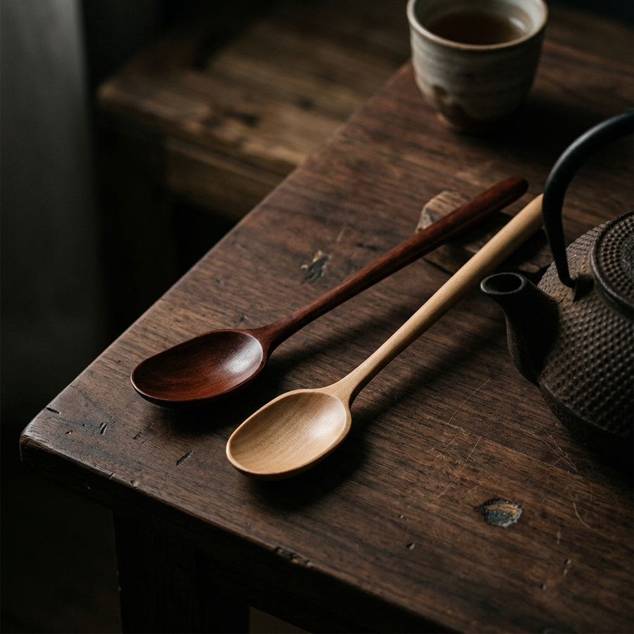 Japanese Kamo Wooden Spoons, Set of 2, 2 Colors, alternate view