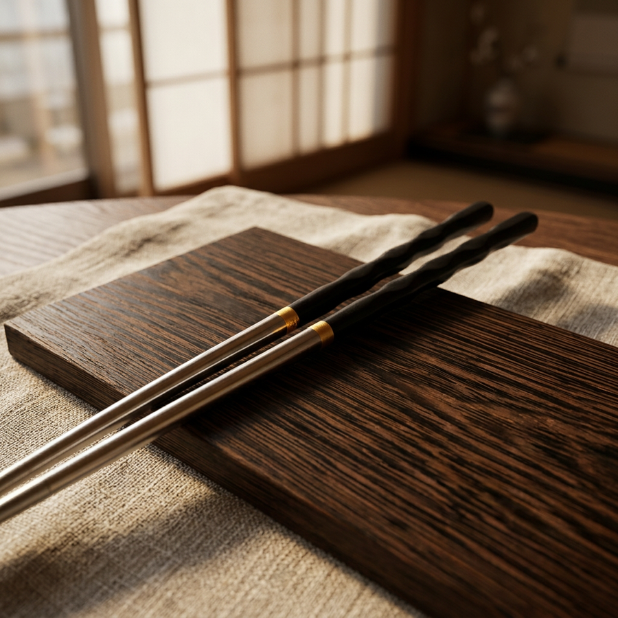 Japanese Kanagawa Stainless Steel Chopsticks Set of 5 Chopsticks & Cutlery Set - product detail view from Japanese Kitchen Supply