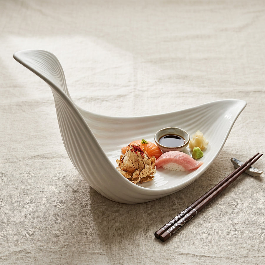 Japanese Kazashi Irregular Ceramic Plate - Large Dinner Plate from Japanese Kitchen Supply