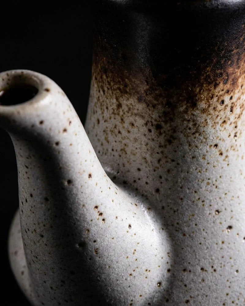 Japanese Keizo Ceramic Sauce Dispenser - Tabletop Bottle for Soy Sauce - close-up detail from Japanese Kitchen Supply