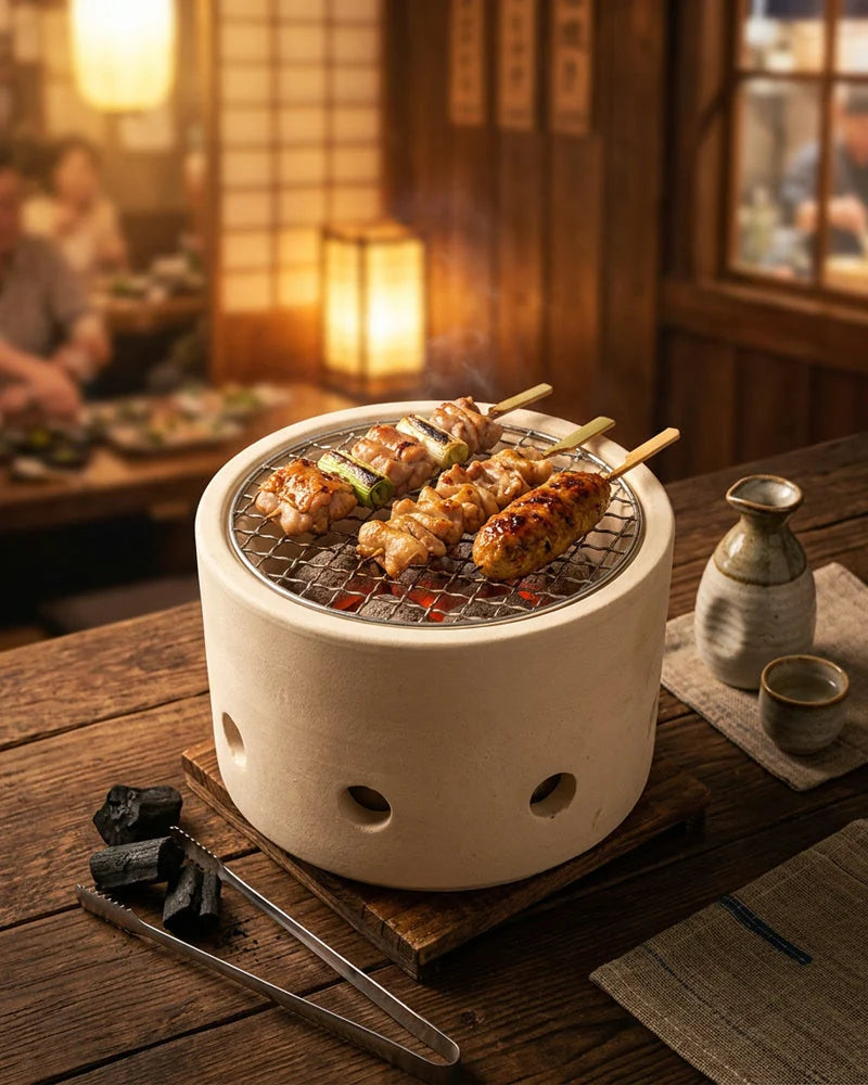 Japanese Kirigamina Portable Charcoal Grill, Ceramic, alternate view