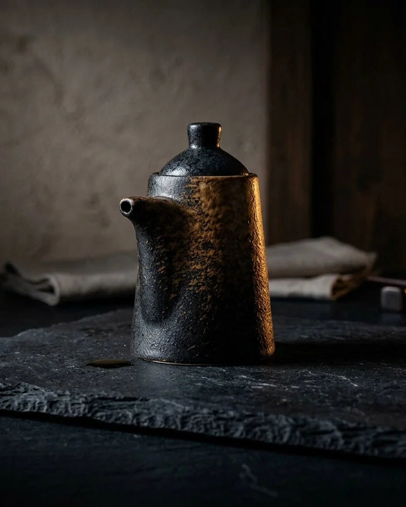 Japanese Kurou Ceramic Sauce Dispenser - Tabletop Bottle for Soy Sauce - main product image from Japanese Kitchen Supply
