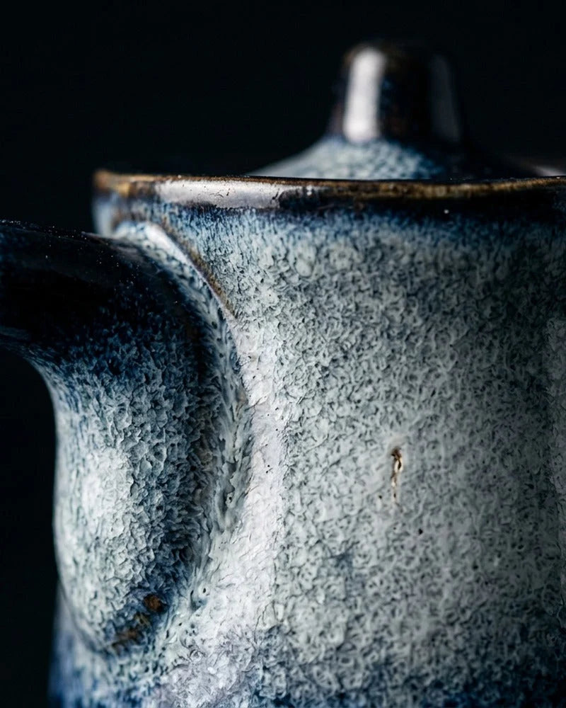 Japanese Kuyakushomae Ceramic Sauce Dispenser - Tabletop Bottle for Soy Sauce - close-up detail from Japanese Kitchen Supply