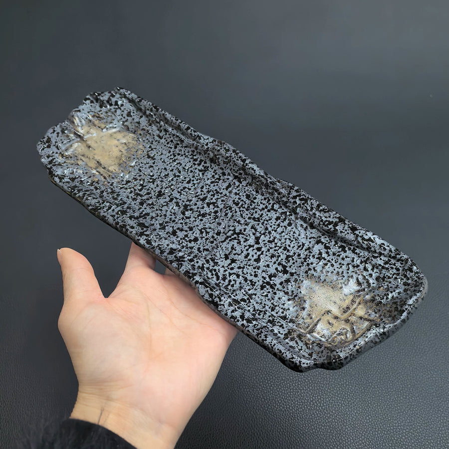 Japanese Long Ceramic Sushi Serving Plate - Rectangular Sashimi & Dessert Plate - product detail view from Japanese Kitchen Supply