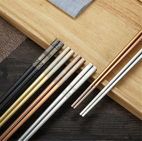 Japanese Metal Chopsticks Shirasawanum (Pair of 4 Colors) Chopsticks & Cutlery Set - product detail view from Japanese Kitchen Supply