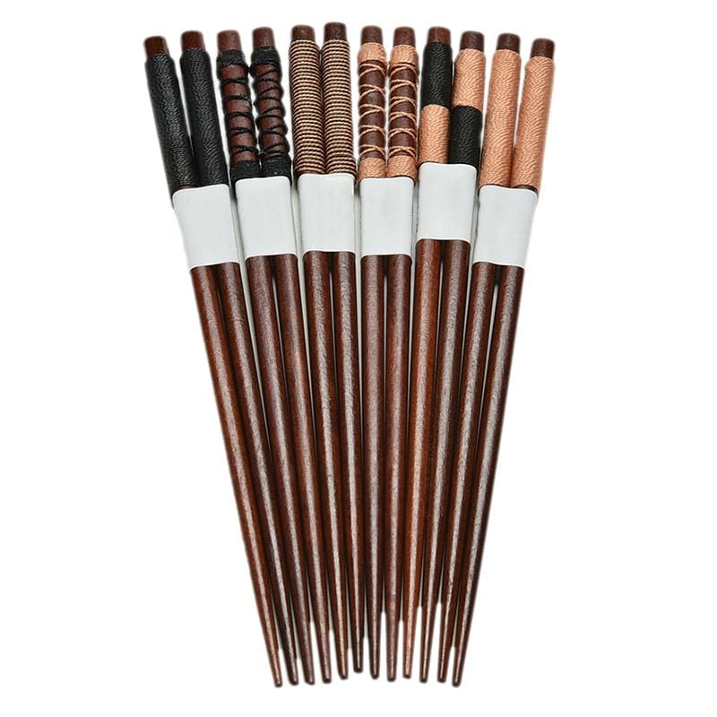 Japanese Mito Chestnut Wood Chopsticks Set of 6 Pairs Chopsticks & Cutlery Set - product detail view from Japanese Kitchen Supply