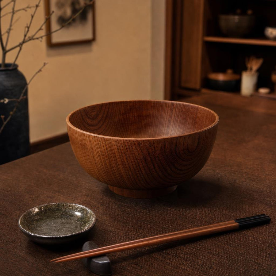 Japanese Miyazaki Wooden Bowl - alternate angle from Japanese Kitchen Supply