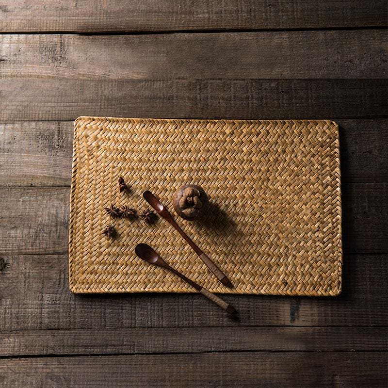 Japanese Miyuki Straw & Cloth Placemat - product detail view from Japanese Kitchen Supply