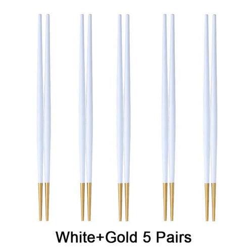 Japanese Nakano Metal Chopsticks, 10 Colors Set of 5 Pairs Chopsticks & Cutlery Set - Blue Silver 5 Pairs from Japanese Kitchen Supply