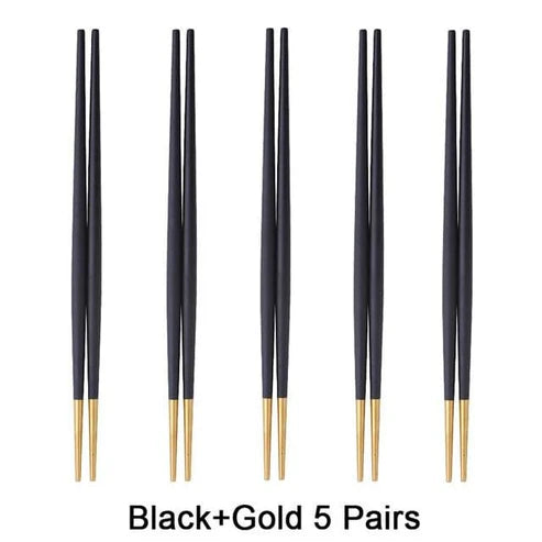 Japanese Nakano Metal Chopsticks, 10 Colors Set of 5 Pairs Chopsticks & Cutlery Set - Red Silver 5 Pairs from Japanese Kitchen Supply