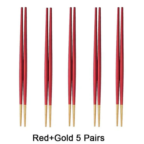 Japanese Nakano Metal Chopsticks, 10 Colors Set of 5 Pairs Chopsticks & Cutlery Set - Black Silver 5 Pairs from Japanese Kitchen Supply