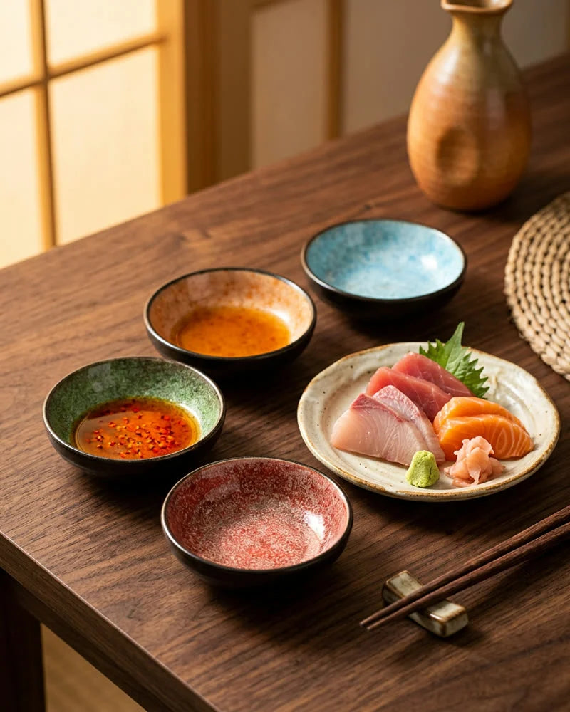 Japanese Nakano Sauce Bowls, Set of 2, 4 Colors, alternate view