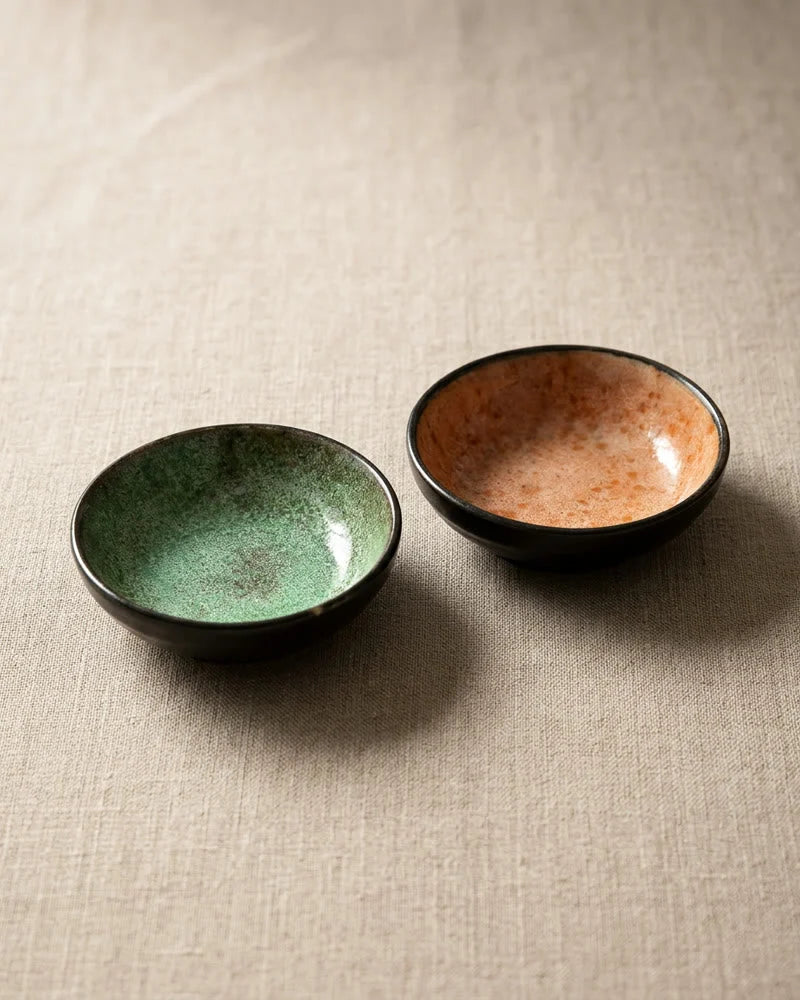 Japanese Nakano Sauce Bowls, Set of 2, 4 Colors