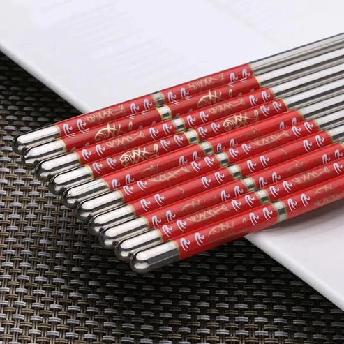 Japanese Nayoro Stainless Steel Chopsticks Set of 5 Chopsticks & Cutlery Set - B from Japanese Kitchen Supply